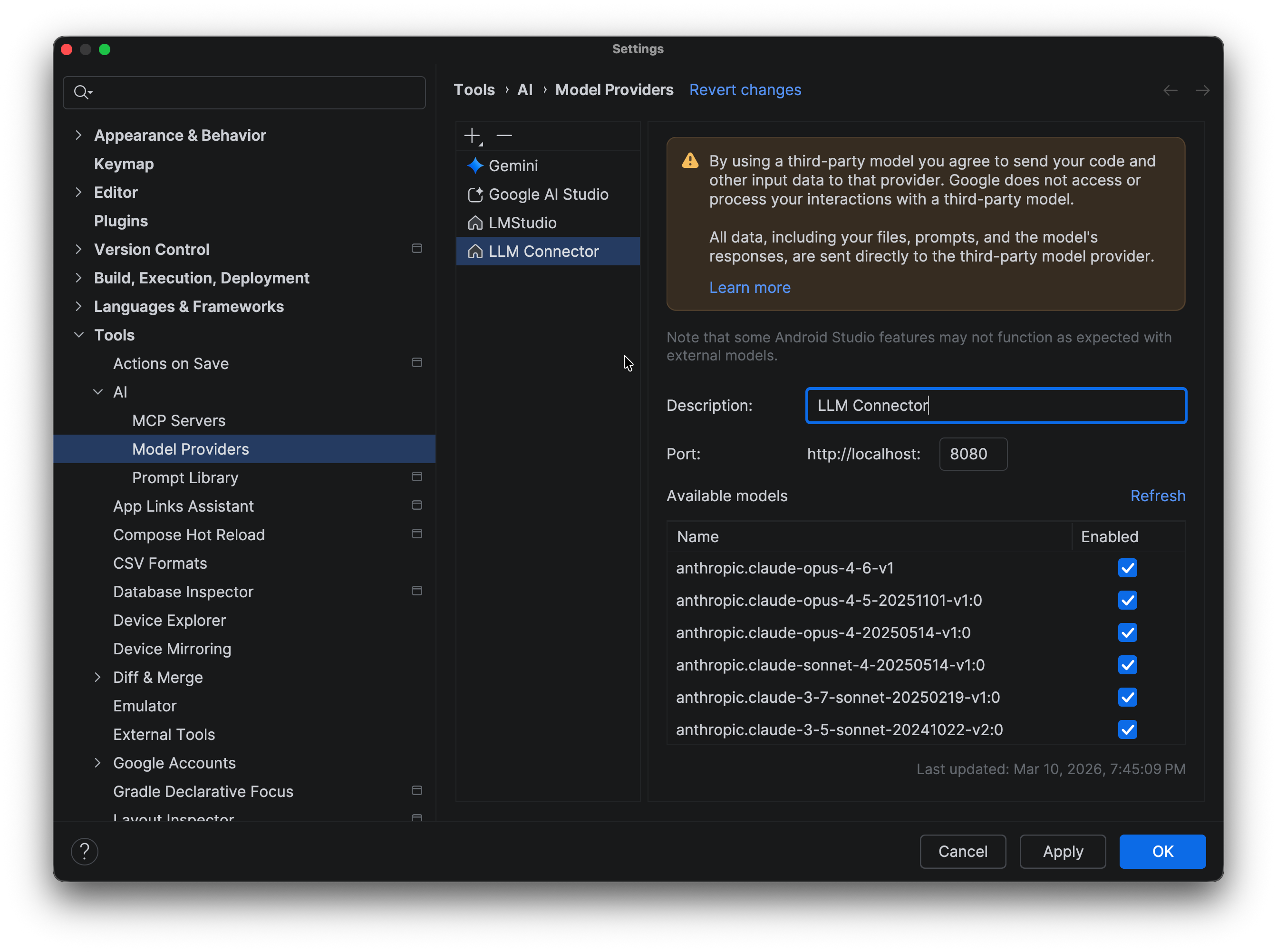 Android studio setup for LLM Connector
